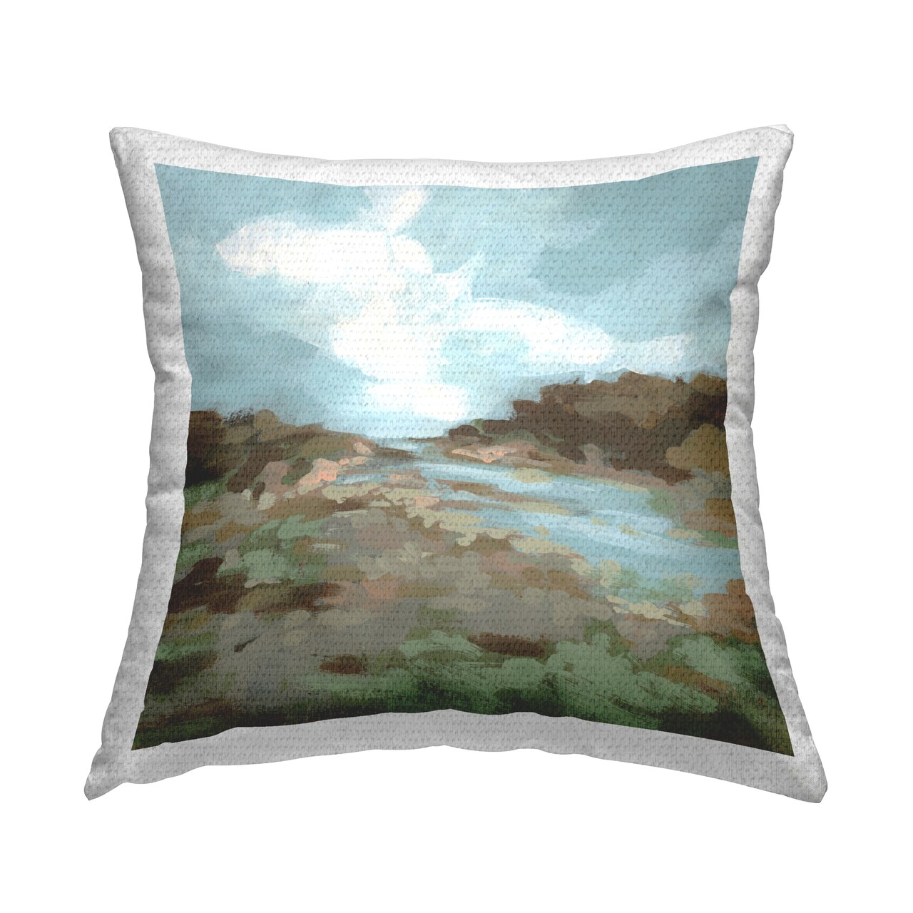 Natural Creek Terrain Outdoor Printed Pillow Design by June Erica Vess, 18 x 7 x 18